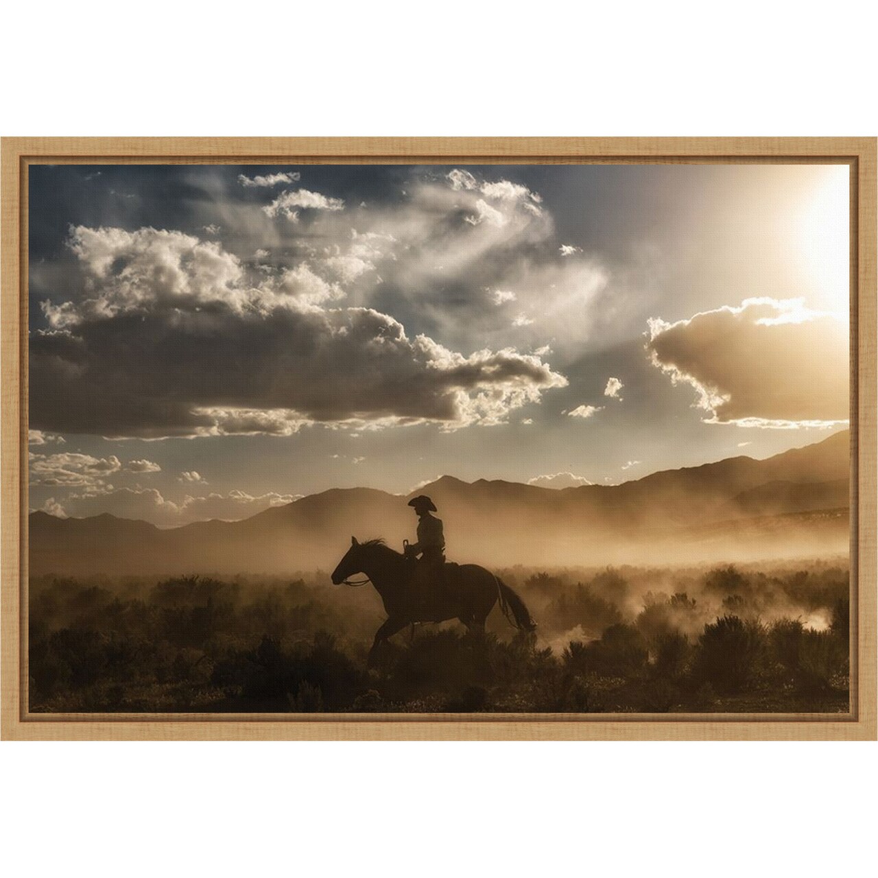 Cowboy By Day and Night I by PHBurchett Framed Canvas Wall Art